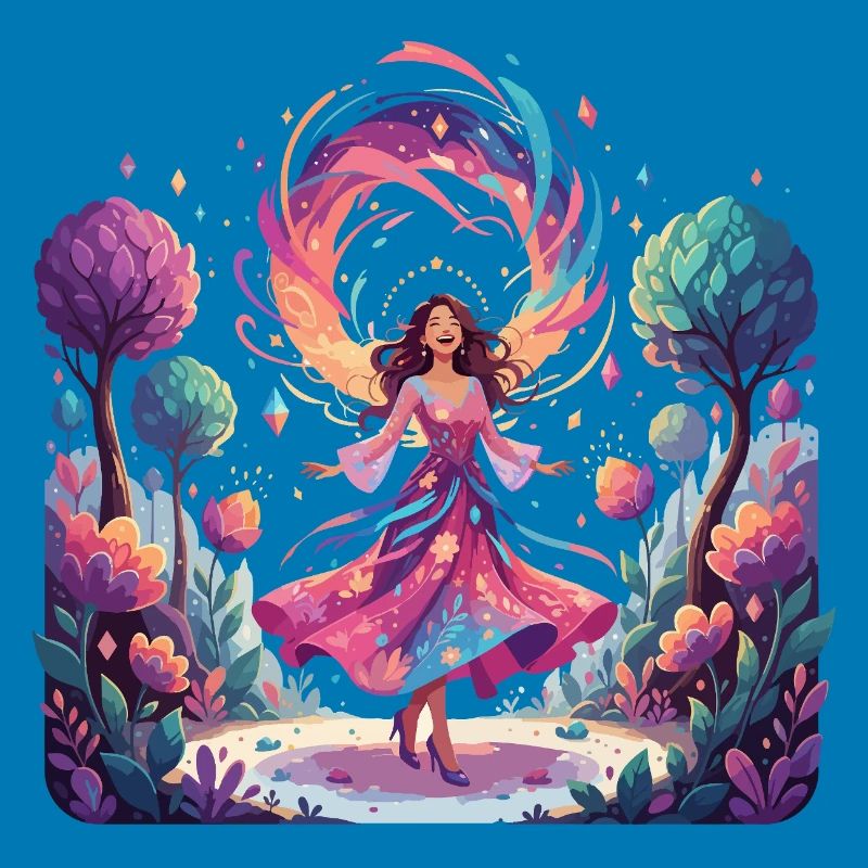 Danse colorée de la princesse dans la danseuse enchantée de la forêt