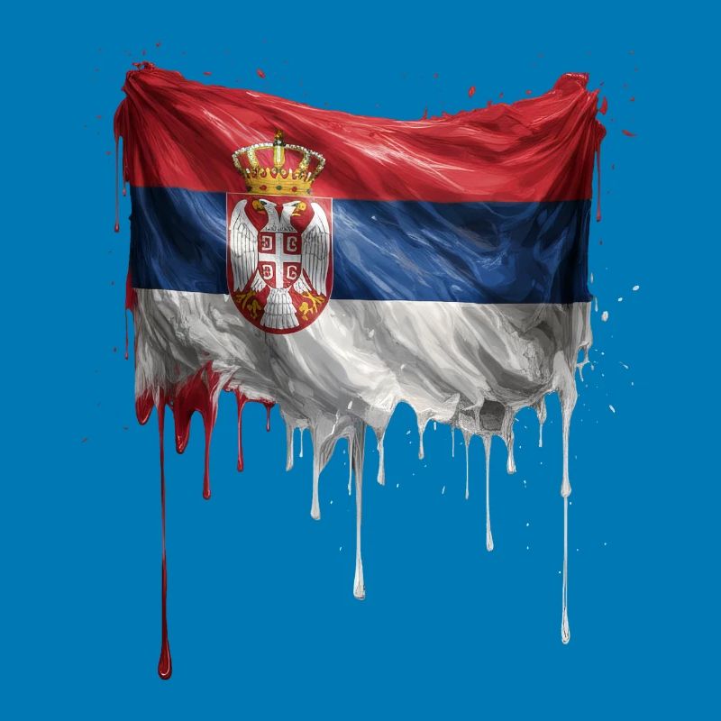 Serbia Flag Drop Graffiti