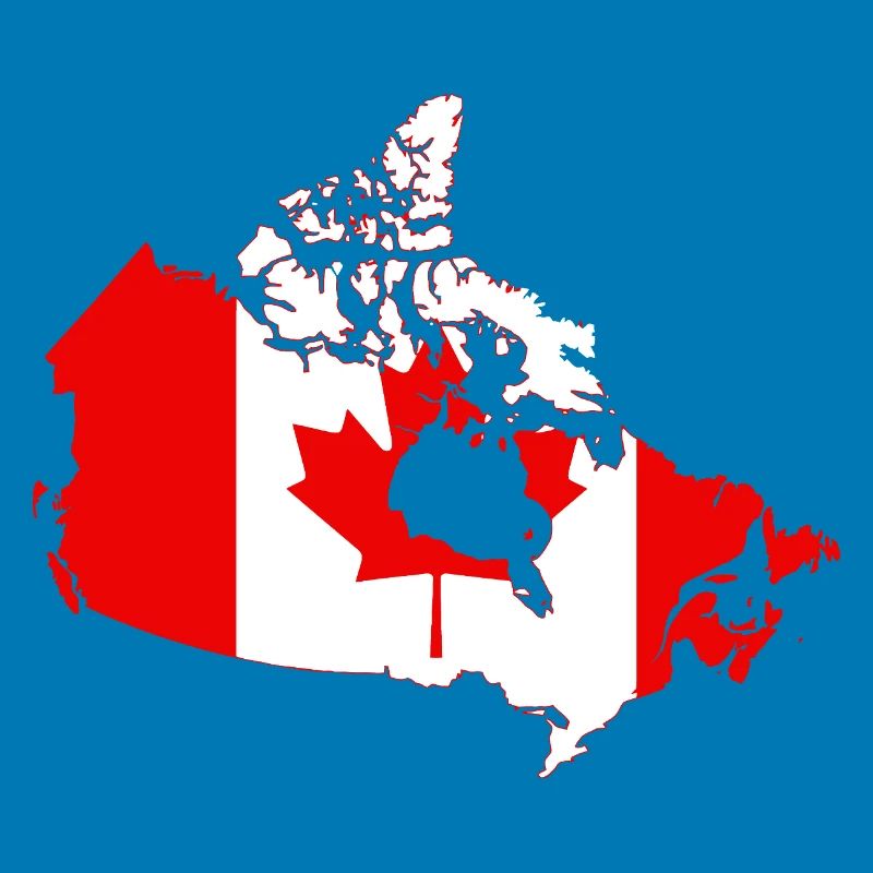 Canada Flag Map Silhouette with Maple Leaf