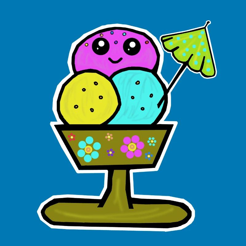 Glace colorée Sundae Glace Glace Glace