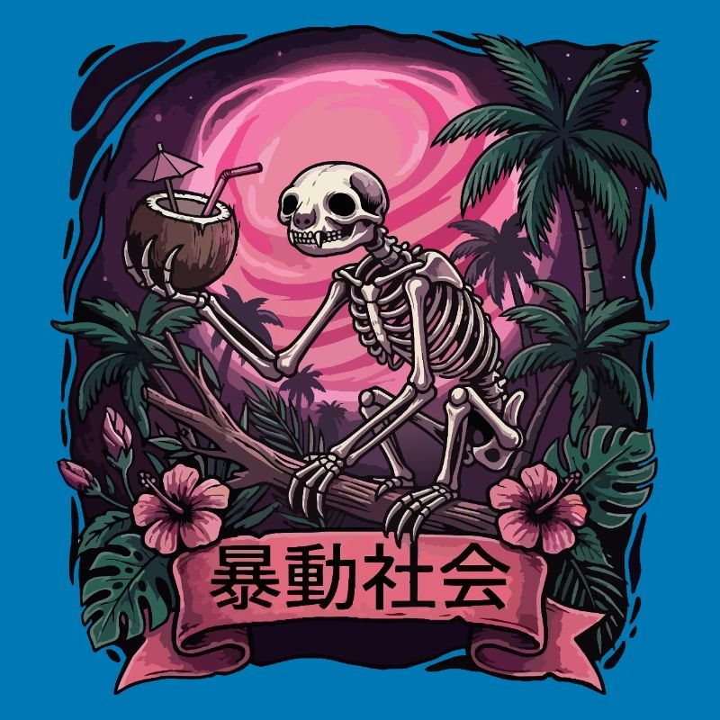 Skeleton Monkey Neon Moon