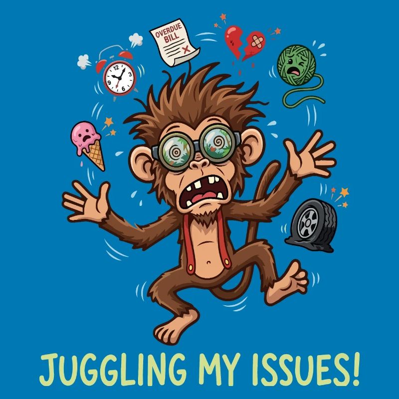 Juggling My Issues Funny Stressed Monkey Design
