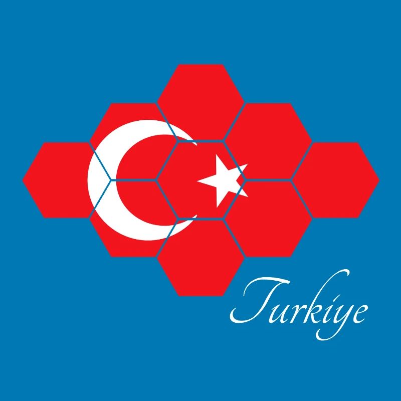 Hexagonal Turkey Flag Art