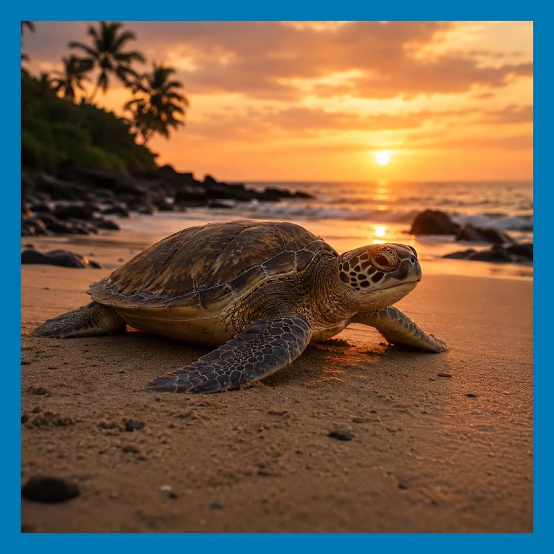 Sunset sea turtle