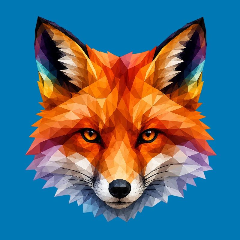 Colored Polygon Fox Head