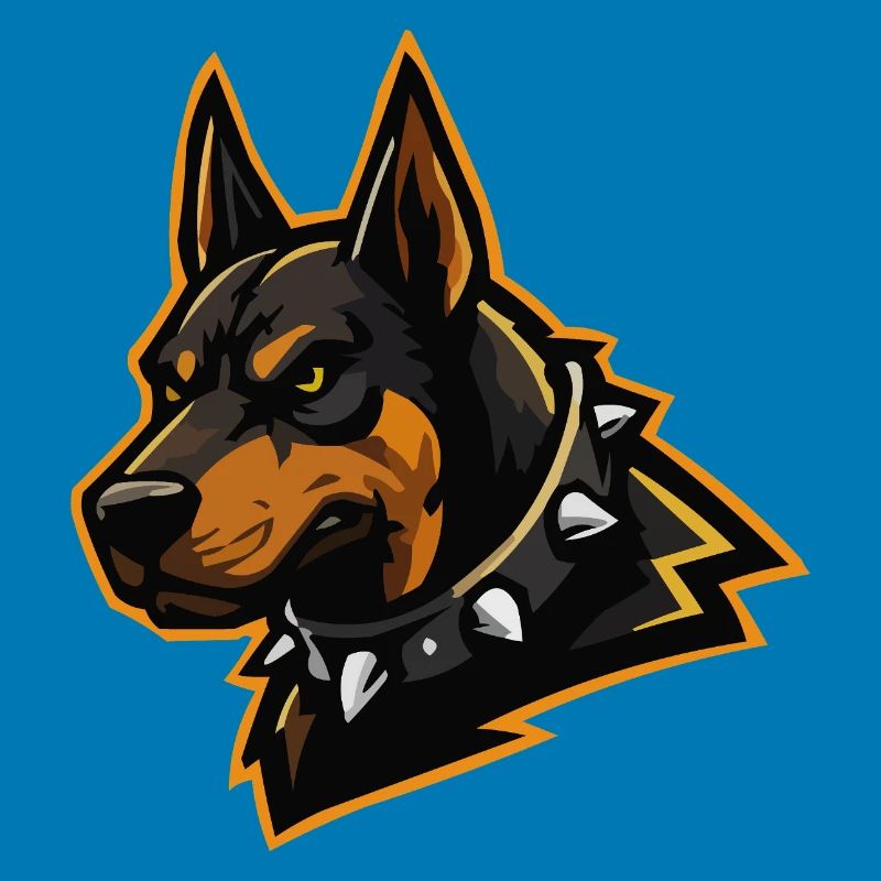 Doberman with spiked collar