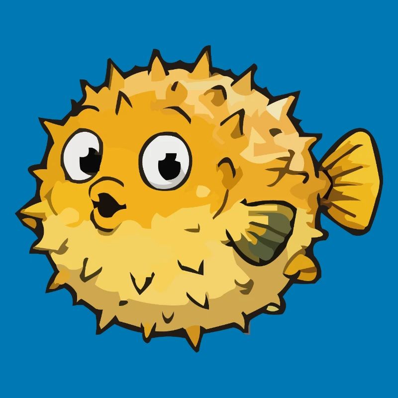 Spherical Puffer Fish Cartoon