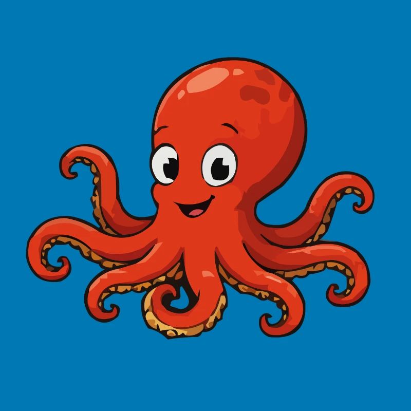Cuddly Red Octopus Cartoon