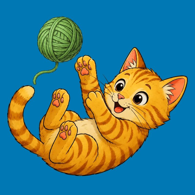 Kitten playing with wool