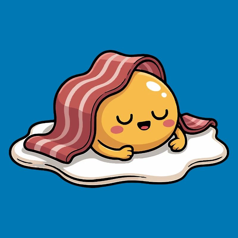 Sleeping Egg with Bacon Food Humor