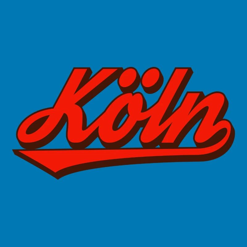 Cologne Retro Script Logo Red