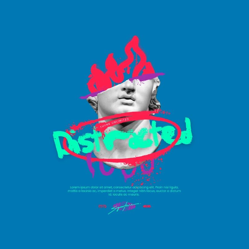 Neon Graffiti Bust Collage