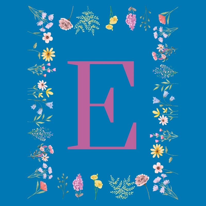 Monogram E with spring blossoms