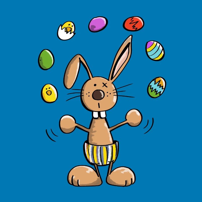 Easter bunny juggles colorful easter eggs - easter