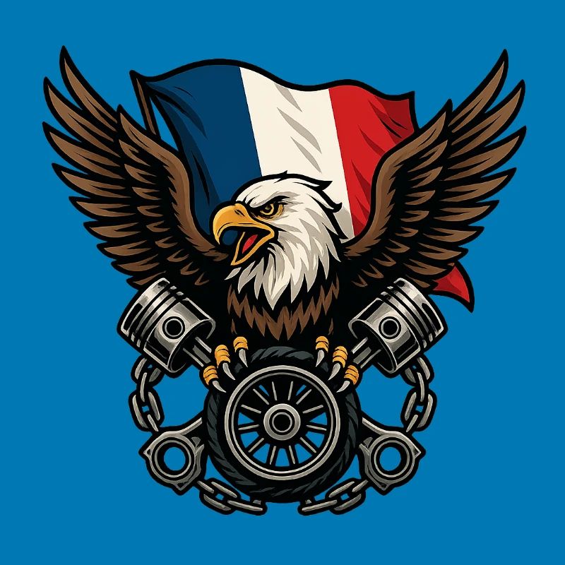 Aigle français avec drapeau 