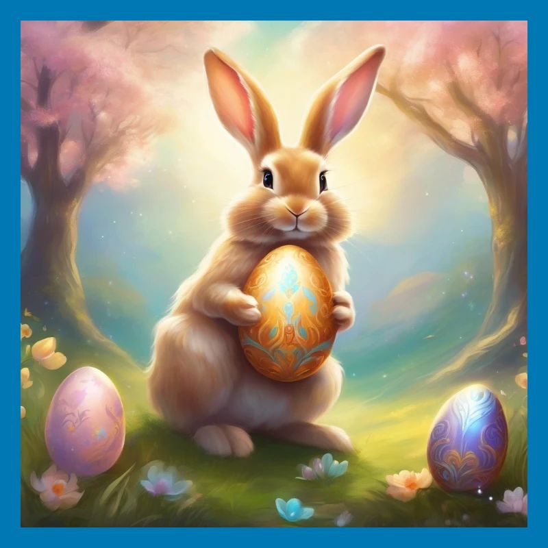 Spring bunny with gold Easter egg