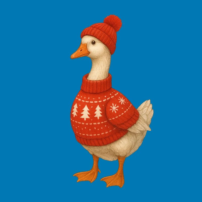 Gans im Strickpullover