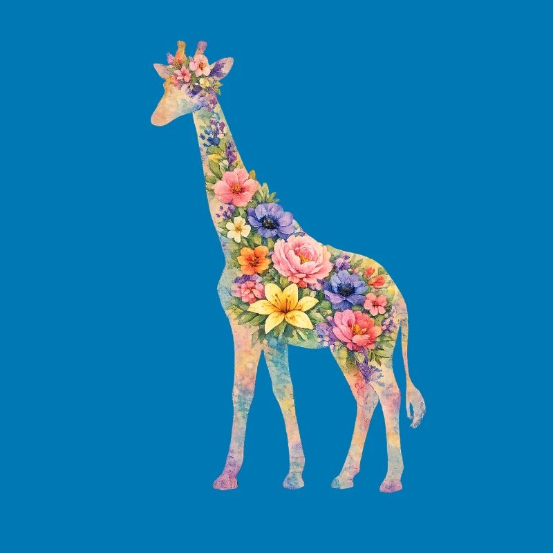 Giraffe Silhouette Flowers