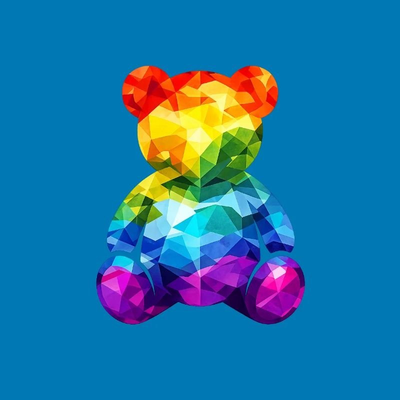 Regenbogen-Teddybär im geometrischen Muster