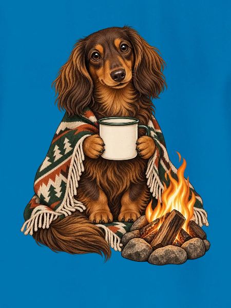 Dackel am Lagerfeuer