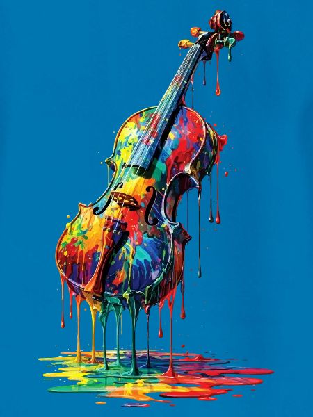 Violin with dripping paint