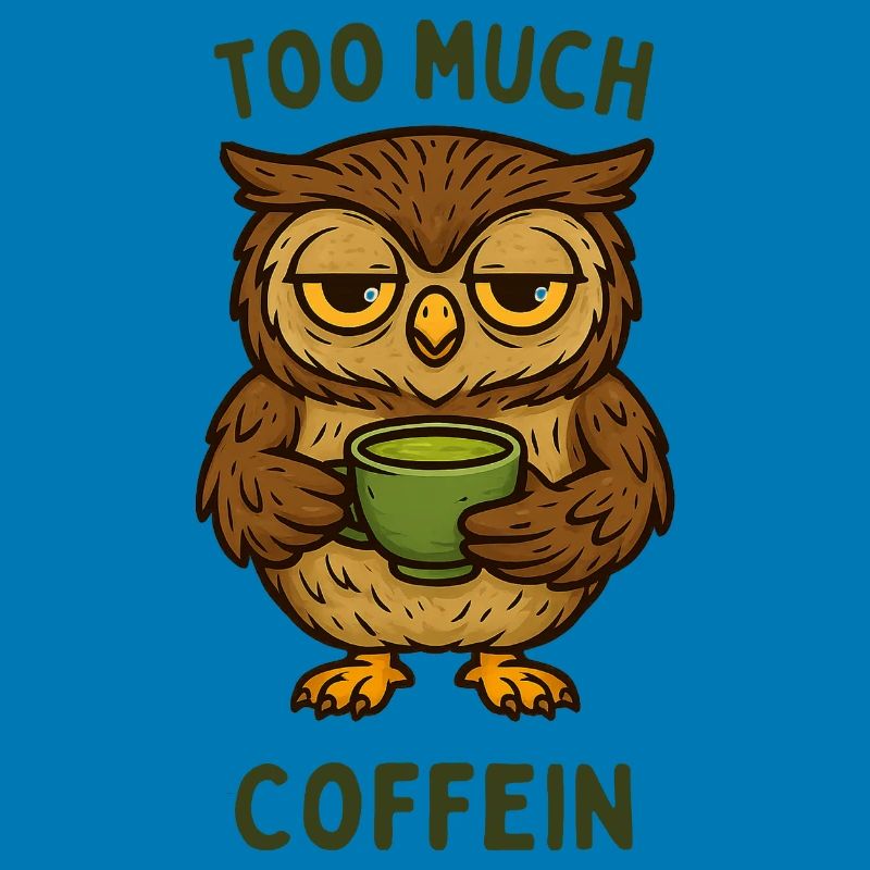 Nickernde Eule mit Kaffeebecher