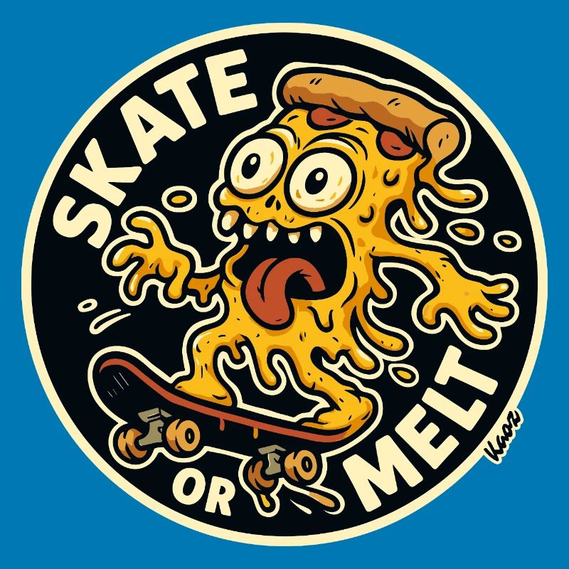 Skate oder Melt Käse Pizza Monster Skateboard