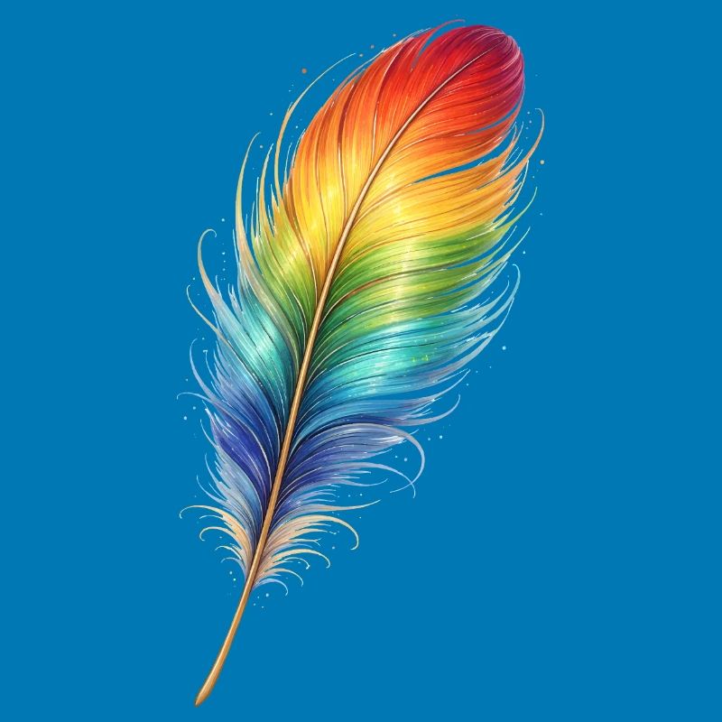 Bunte Feder Regenbogen Boho Design