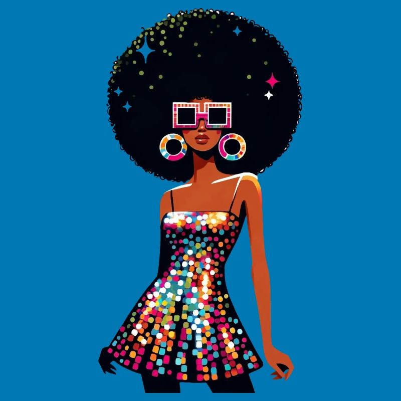 Disco Afro Glam Sequins Design