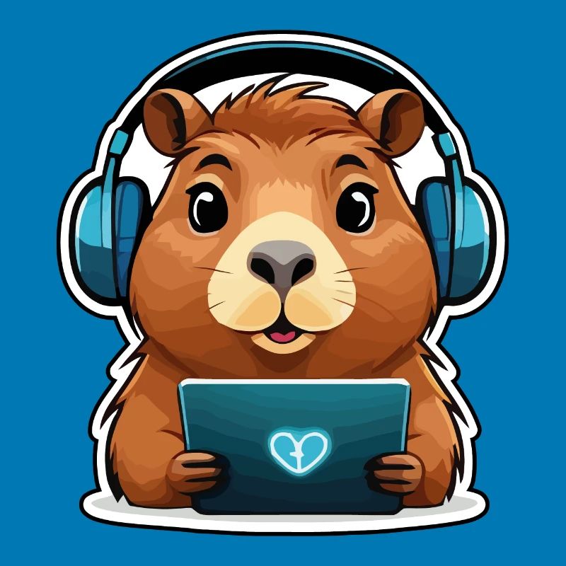 Capybara with computer