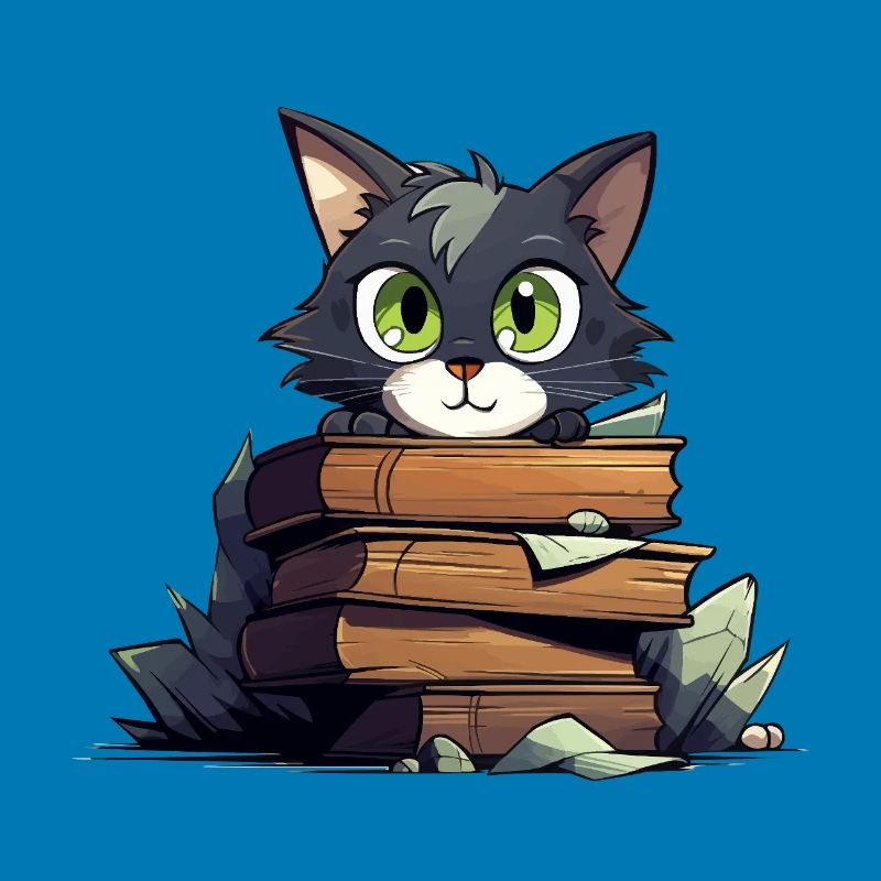 Cat Book Stack