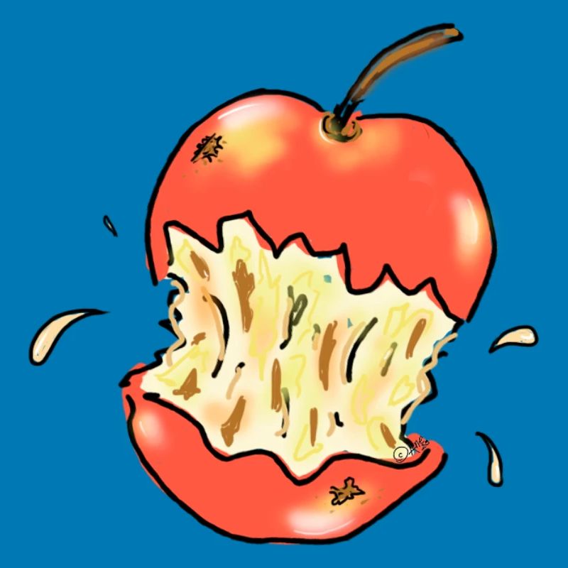 Red apple bitten illustration