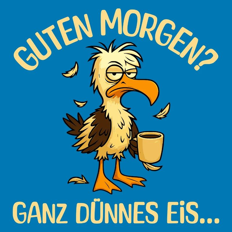 Morgenmuffel Möwe mit Kaffee