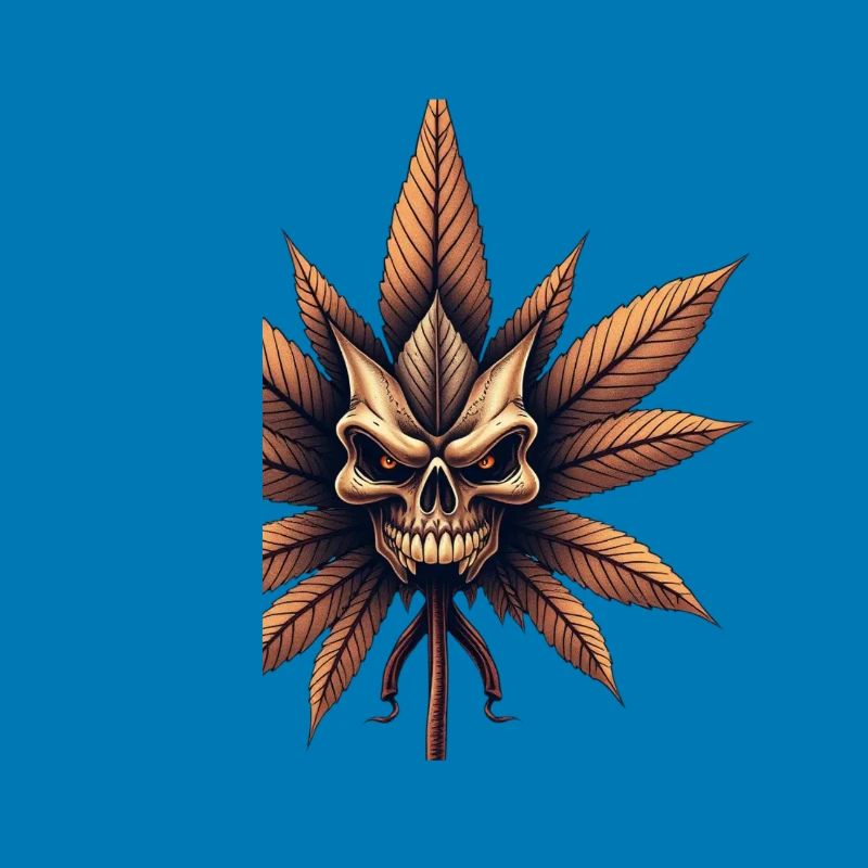 Schädelblatt Gothic Cannabis