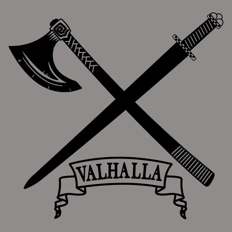 Walhalla mit Axt und Schwert