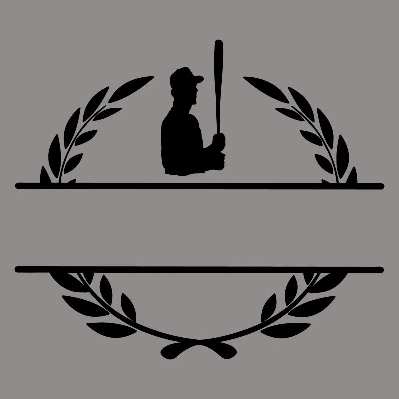 Baseball-Hitter im Lorbeerkranz-Monogramm