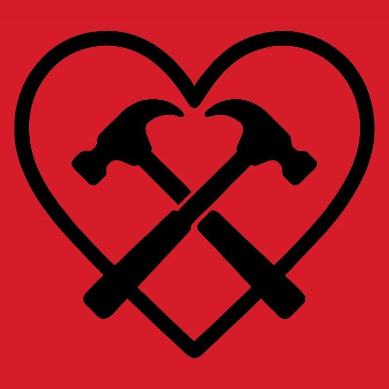 Crossed Hammers Heart Builder Handyman Tools