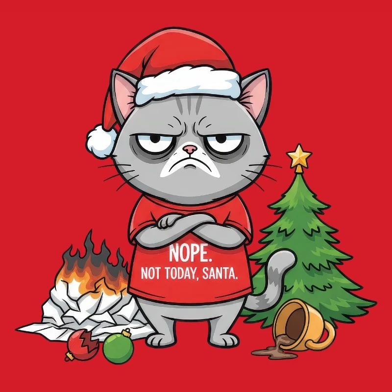 Grim Christmas cat refuses Santa