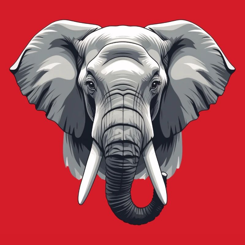 Elephant Head Grayscale Vector