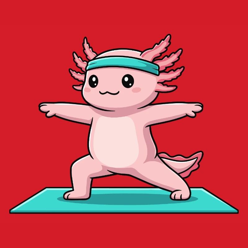 Yoga Axolotl Fish Doing Warrior Pose