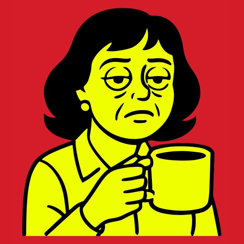 Grumpy coffee lady
