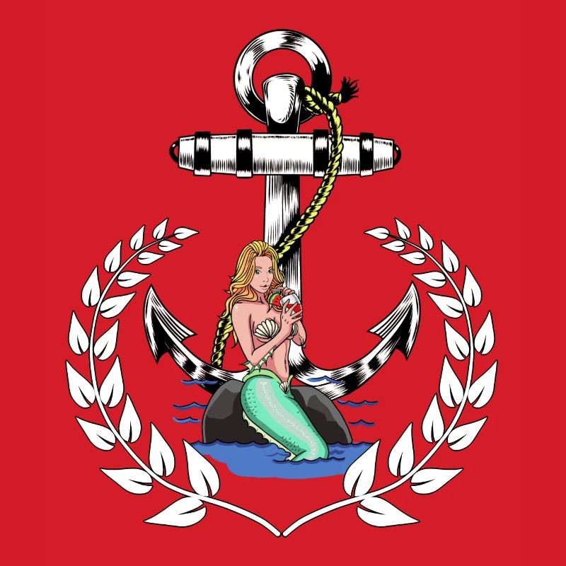 Maritim Nixe Anker Seefahrt Lorbeerkranz Seefahrt