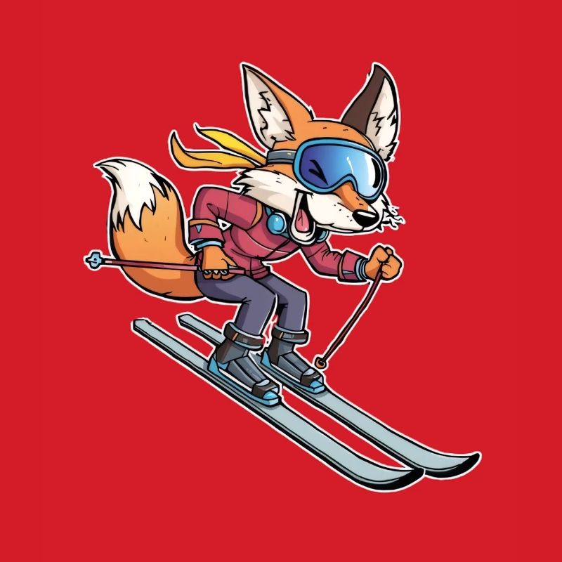 Adventure fox while skiing