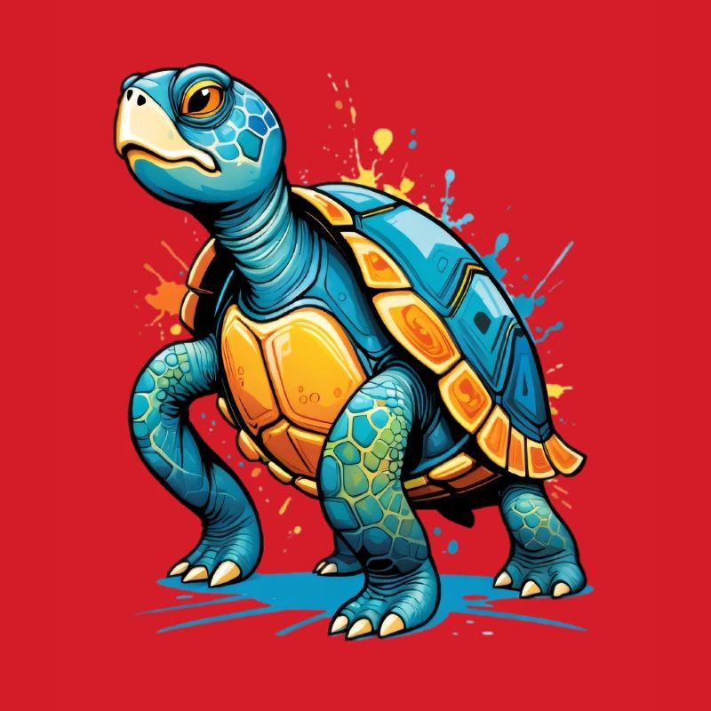 Colored turtle illustration with splashes