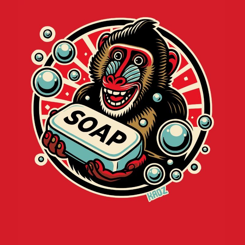 Mandrill Monkey with Soap