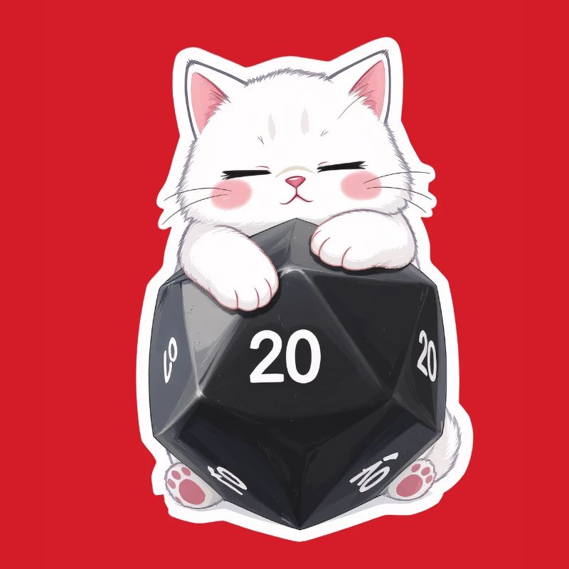 Sleeping Cat Hugging W20 Cube – Cartoon