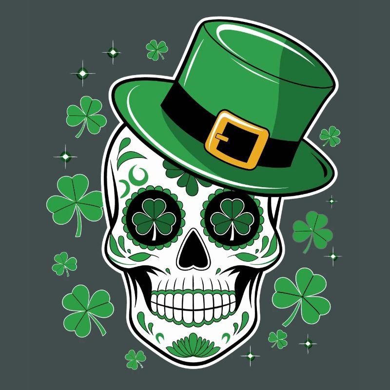 Green skull with St Patrick hat