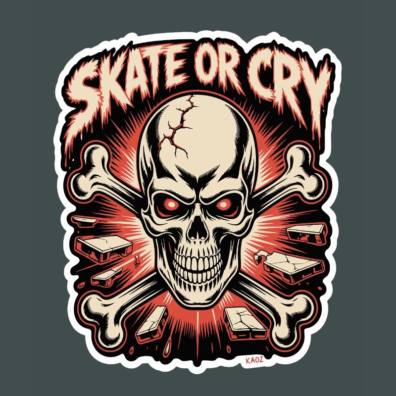 Skate- oder Cry-Skull-Tee-Design