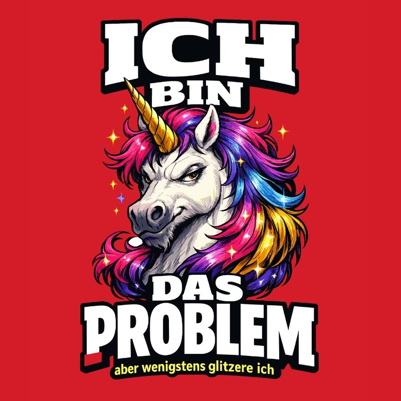 Ich bin das Problem Einhorn Spruch mit Glitzer