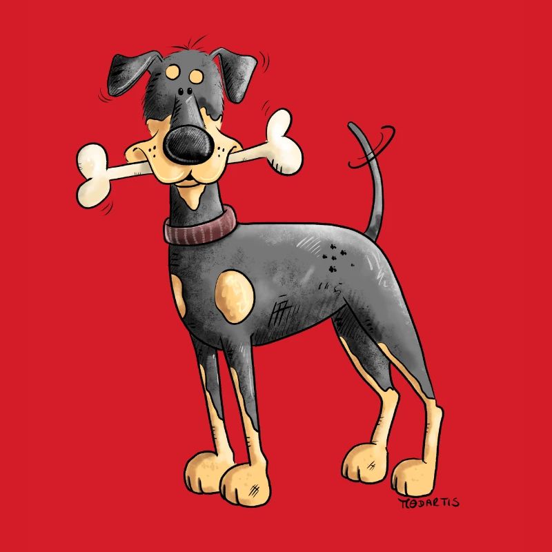Dobermann Oder Pinscher mit Knochen